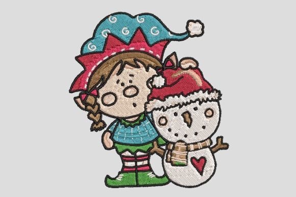 Little Girl with Cute Snowman
