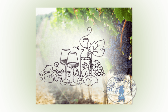 Wine Tasting 2: A Refined Linework Embroidery Design